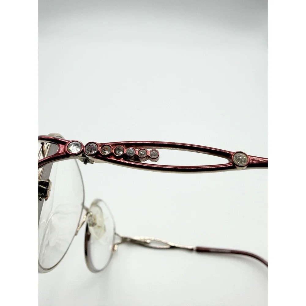 Sophia Loren M190 Red Full Rim Eyeglasses Frames Only 55-17-135 Rhinestone Oval